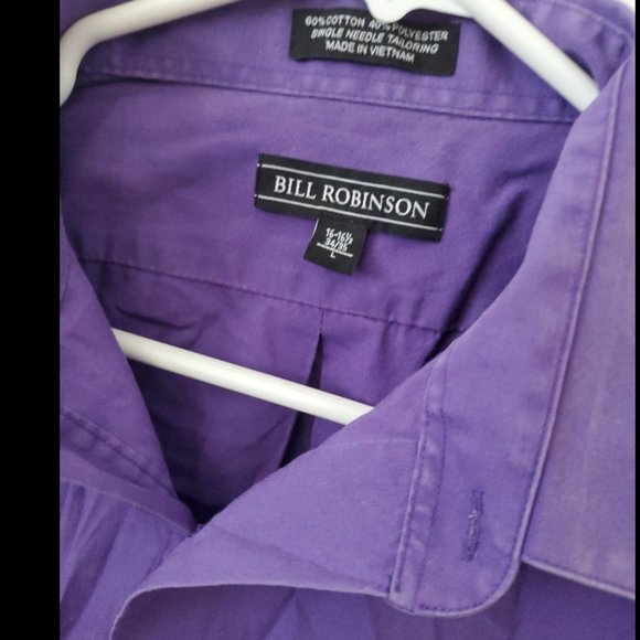 Bill Robinson Mens Purple Dress Shirt 16-16 1/2 LARGE - Picture 2 of 2